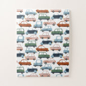キッズカラフルレトロ車とトラックパターン ジグソーパズル (縦)
