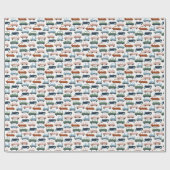 キッズカラフルレトロ車とトラックパターン ラッピングペーパー (フラット)