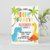 キッズカラフル恐竜の誕生日パーティー 招待状 (スタンド正面)
