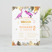 キッズカラフル恐竜テーマ誕生日パーティー 招待状 (スタンド正面)