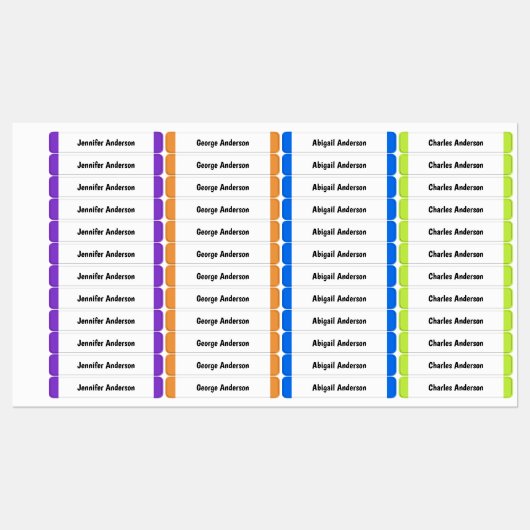 キッズカラフル新学期パーソナライズされた服 ラベル (シート)