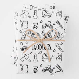 キッズカラークール誕生日ミュージカル ラッピングペーパーシート