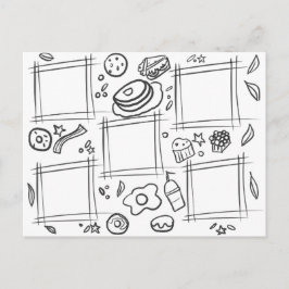 キッズカラーグルメ朝食おもしろいスケッチドードリング ポストカード