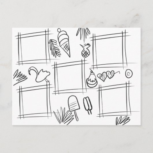 キッズカラートロピカルおもしろいスケッチ ポストカード (正面)