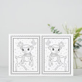 キッズカラーリングトナカイ紙クリスマスカード (スタンド正面)