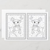 キッズカラーリングトナカイ紙クリスマスカード (正面/裏面)