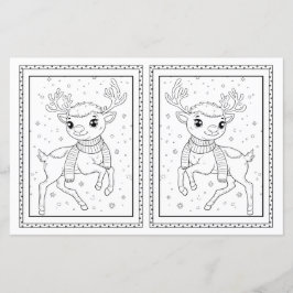キッズカラーリングトナカイ紙クリスマスカード