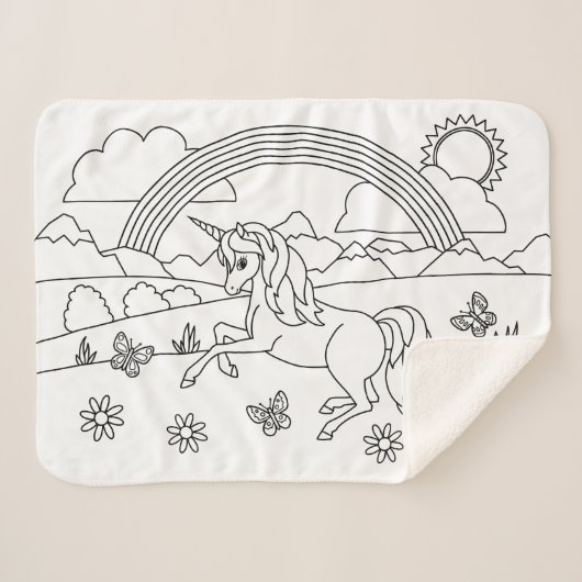 キッズカラー私ユニコーンレインボー シェルパブランケット (正面(横))