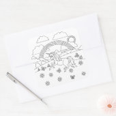 キッズカラー私ユニコーンレインボー スクエアシール (封筒)