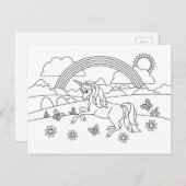 キッズカラー私ユニコーンレインボー ポストカード (正面/裏面)