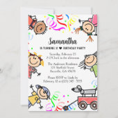 キッズカワイイカラフル誕生日 招待状 (正面)