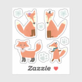 キッズカワイイフレンドリーキツネキツネ森林動物 シール (シート)
