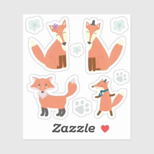 キッズカワイイフレンドリーキツネキツネ森林動物 シール (シート)