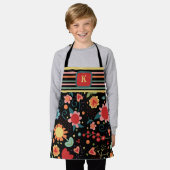 キッズカワイイフローラカラフルイニシャル料理 エプロン (着用した状態)
