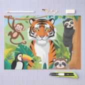 キッズカワイイ動物ジャングルタイガーモンキーデコパージュ 薄葉紙 (クラフト)