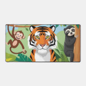 キッズカワイイ動物ジャングルタイガーモンキーバード デスクマット (正面)