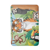 キッズカワイイ動物ジャングルタイガーモンキーバード バスマット (正面縦)