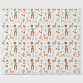 キッズカワイイ森林動物山嵐アカグマ ラッピングペーパー (フラット)