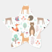 キッズカワイイ森林動物山嵐アカグマ 星シール (正面)