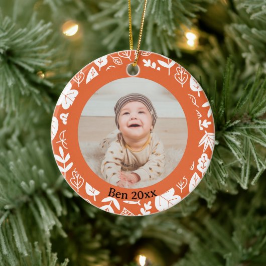 キッズカワイイ秋紅葉オークリーフ セラミックオーナメント (ツリー)