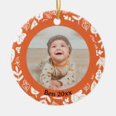 キッズカワイイ秋紅葉オークリーフ セラミックオーナメント (正面)