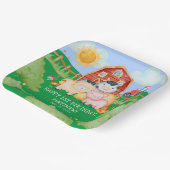 キッズカワイイ赤納屋周囲の庭牧場の動物 ペーパープレート (傾斜あり)