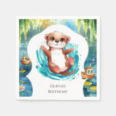 キッズカワイオッター誕生日 スタンダードカクテルナプキン (正面)