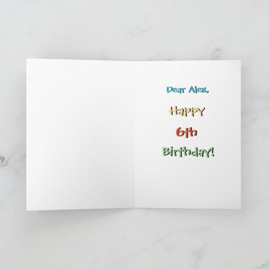 キッズカワイオメーター6おもしろい番目の誕生日グリーティングカード カード (内部)