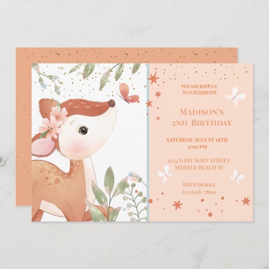 キッズカワイディアー2nd誕生日パーティー 招待状 (正面/裏面)