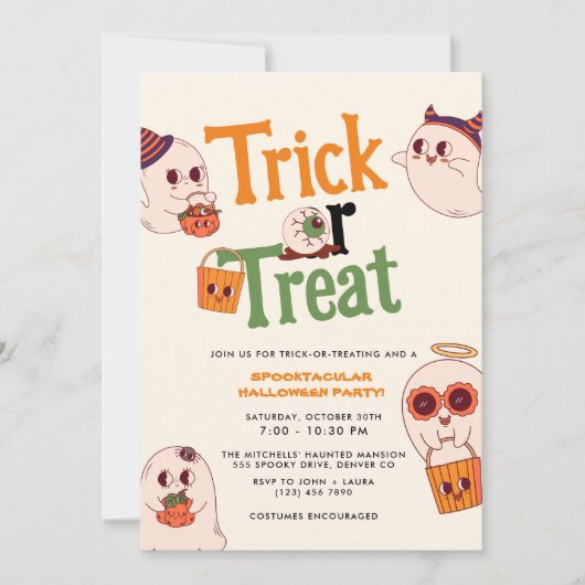 キッズカワイトリックオアトリートハローウィンパーティ 招待状 (正面)