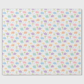 キッズカワイハッピーゾーンズパステルピンクブルーグリーン ラッピングペーパー (フラット)