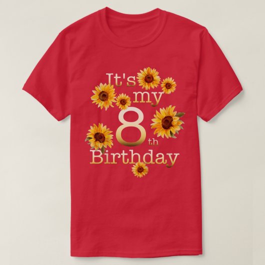 キッズカワイヒマワリ私の8誕生日8歳 Tシャツ (デザイン正面)