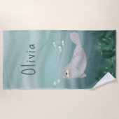 キッズカワイブルーシール海中海 ビーチタオル (正面)