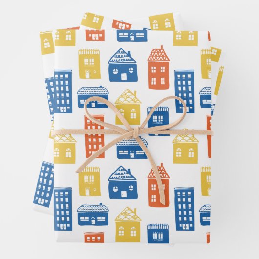 キッズカワイメイン通りスモールタウンハウスアパートメンツ ラッピングペーパーシート (インサイチュ)