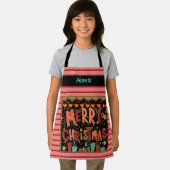キッズカワイメリークリスマスネームカスタマイズピンク エプロン (インサイチュ)