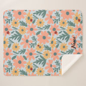 キッズカワイラディバグ水玉模様デイジー花柄 シェルパブランケット (正面(横))