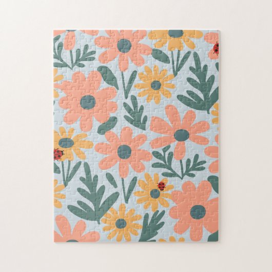 キッズカワイラディバグ水玉模様デイジー花柄 ジグソーパズル (縦)