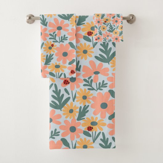 キッズカワイラディバグ水玉模様デイジー花柄 バスタオルセット (インサイチュ)