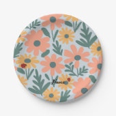 キッズカワイラディバグ水玉模様デイジー花柄 ペーパープレート (正面)