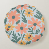 キッズカワイラディバグ水玉模様デイジー花柄 ラウンドクッション (裏面)