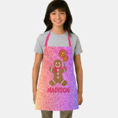 キッズカワイレインボーグリッタージンジャーブレッドパーソナライズされた エプロン (インサイチュ)