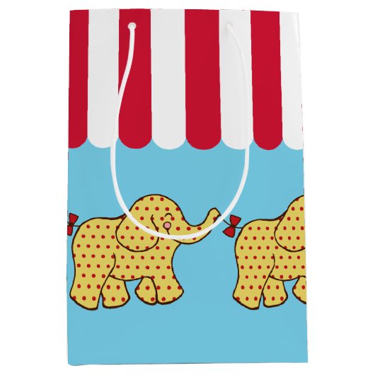 キッズカーニバルサーカスゾウ誕生日抱き枕 ミディアムペーパーバッグ (正面)