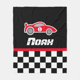 キッズカー赤いフ市松模様にラグ名の毛布 フリースブランケット