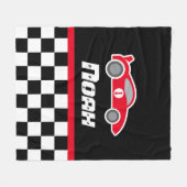 キッズカー赤いフ市松模様にラグ名の毛布 フリースブランケット (正面(横))