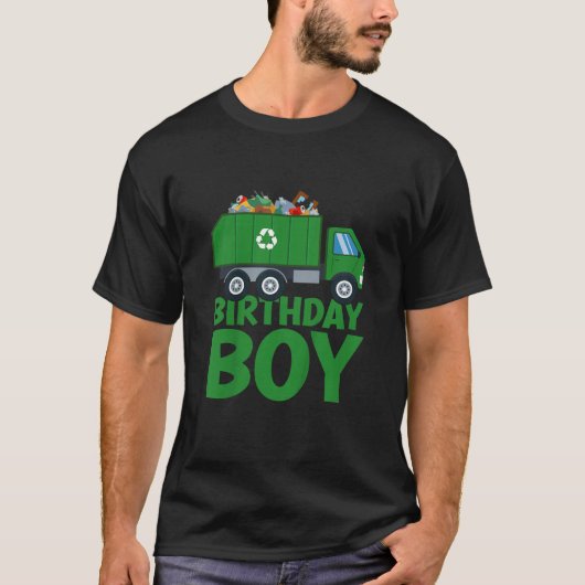 キッズガベージトラック幼児ごみトラック誕生日ボー Tシャツ (正面)