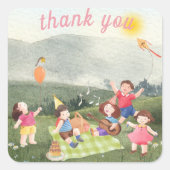 キッズガーデンパーティーの誕生日シール スクエアシール (正面)