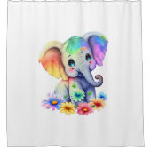 キッズガールズエレファントバスルームシャワーカーテン シャワーカーテン (正面)