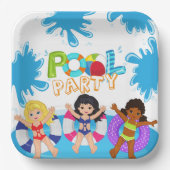 キッズガールズ誕生日プールパーティー ペーパープレート (正面)