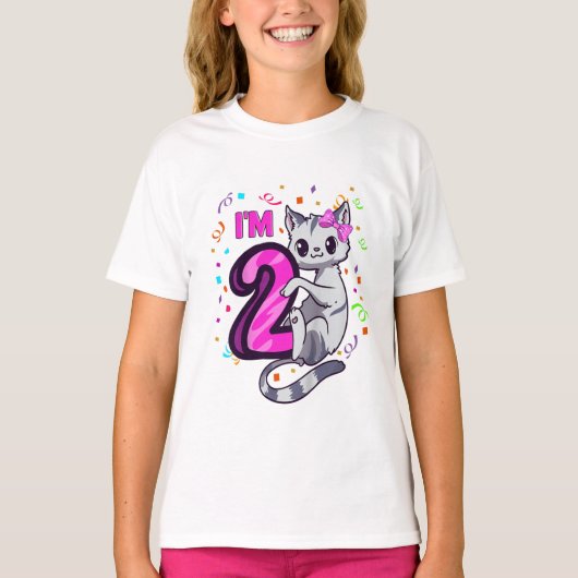 キッズガールズ2歳の誕生日衣装2歳 Tシャツ (正面)