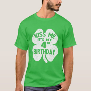 キッズキスミー4歳の誕生日セントパトリックの日 Tシャツ